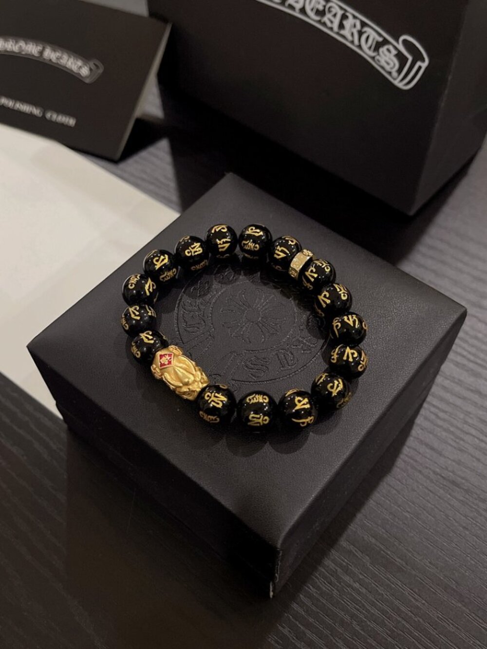 Chrome Hearts Mantra Bead Gold Pixiu Bracelet